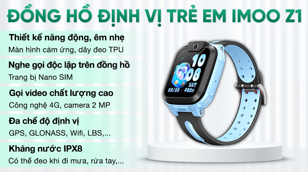 Đồng Hồ Định Vị Trẻ Em imoo Z1 với chất liệu TPU êm nhẹ, thoát mồ hôi nhanh giúp bé cảm thấy thoải mái khi đeo trên tay suốt ngày