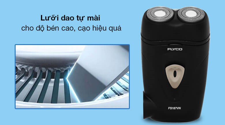Máy cạo râu Flyco FS187VN giúp làm sạch hoàn toàn râu ở những vùng da gồ ghề mà dao cạo không làm được