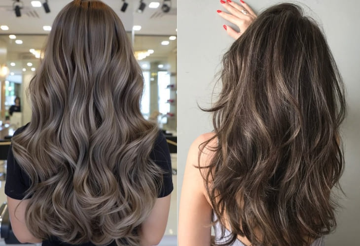 Tóc nâu lạnh Balayage chuyển màu