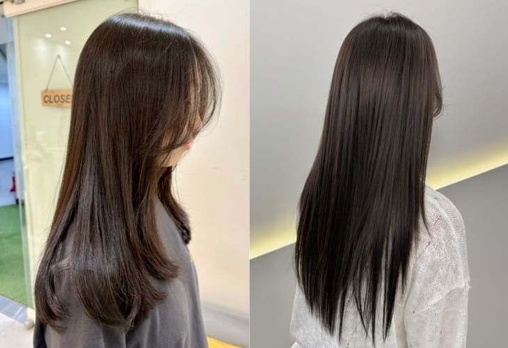 Tóc thẳng nhuộm màu nâu lạnh là kiểu tóc quốc dân
