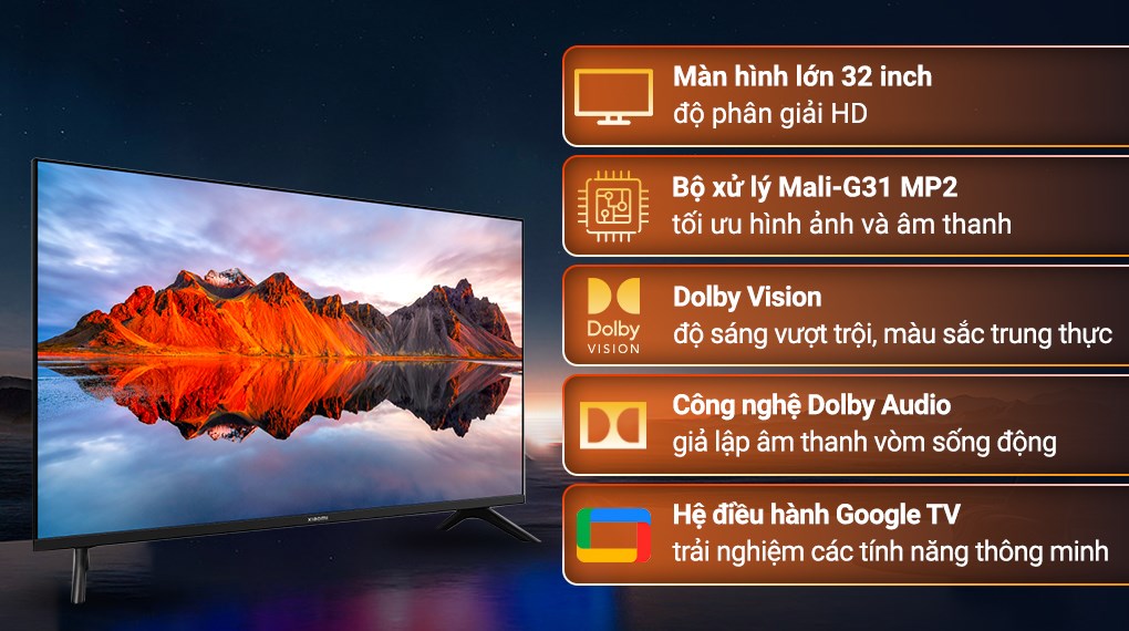 Google Tivi Xiaomi A 32 inch L32M8-P2SEA với hệ điều hành Google TV trực quan, dễ sử dụng