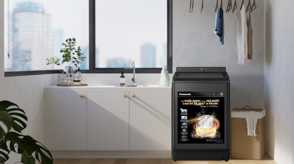 Máy giặt Panasonic Inverter 12.5 kg NA-FD125V4BV giặt sạch mạnh mẽ, diệt khuẩn nước nóng, tiết kiệm thời gian và điện năng