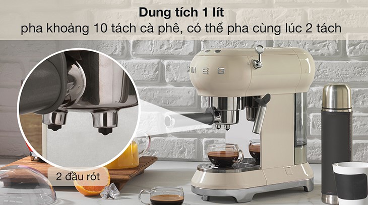 Với dung tích từ 0,8 - 1,1 lít máy sẽ pha được khoảng 6 - 11 tách cà phê trong 1 lần