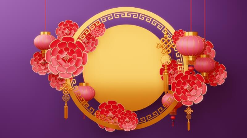 Hình ảnh lồng đèn đỏ tạo điểm nhấn nổi bật cho background Tết