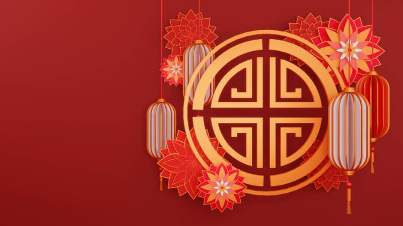 Hình ảnh lồng đèn đỏ tạo điểm nhấn nổi bật cho background Tết