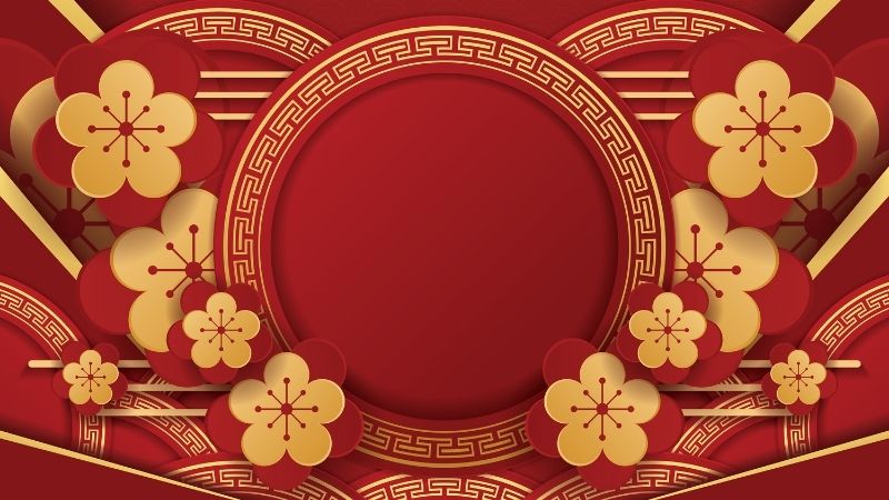 Hình ảnh lồng đèn đỏ tạo điểm nhấn nổi bật cho background Tết