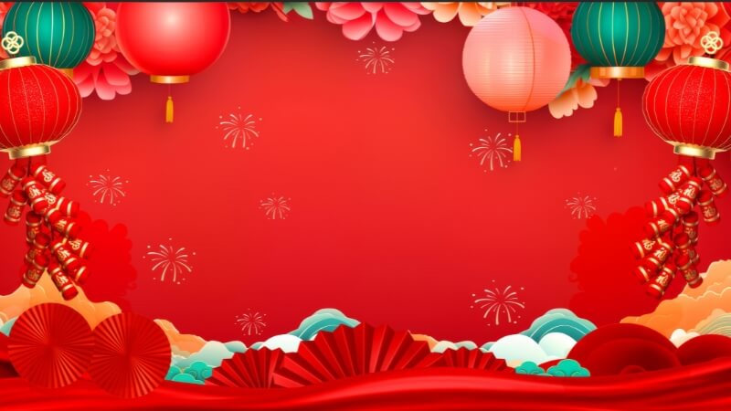 Hình ảnh lồng đèn đỏ tạo điểm nhấn nổi bật cho background Tết