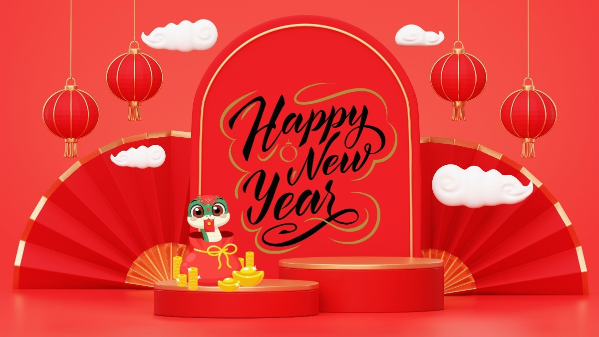 Hình ảnh lồng đèn đỏ tạo điểm nhấn nổi bật cho background Tết