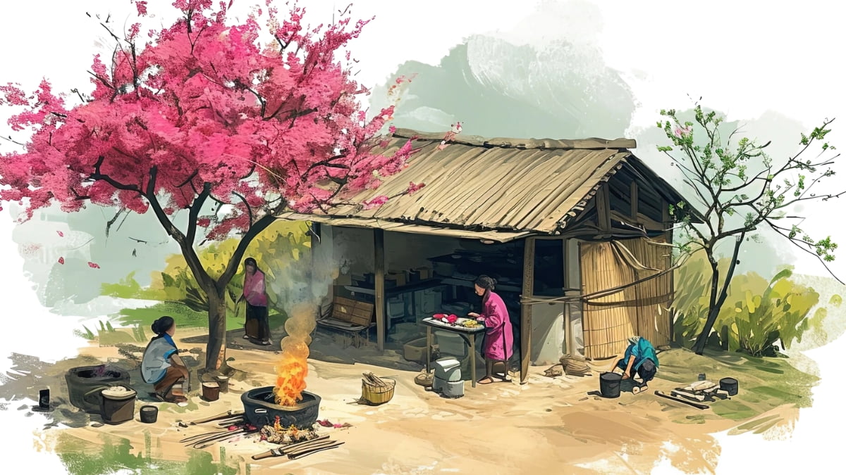 Khung cảnh Tết xưa mộc mạc gợi nhiều cảm xúc hoài niệm
