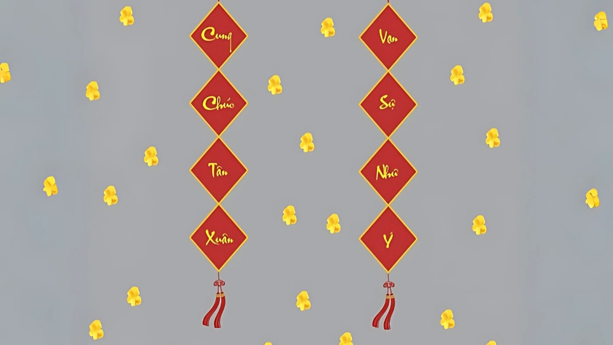 Nét chữ thư pháp trên câu đối đỏ tạo nên vẻ đẹp truyền thống cho background