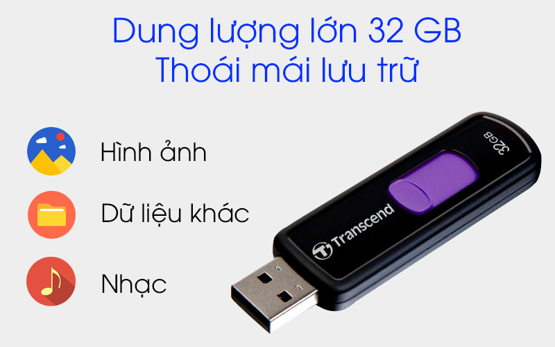 USB 3.1 32 GB Transcend JetFlash 760 Đen Tím
