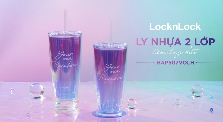 Bình đựng nước nhựa 750 ml Lock&Lock HAP507VOLH có 2 lớp cách nhiệt
