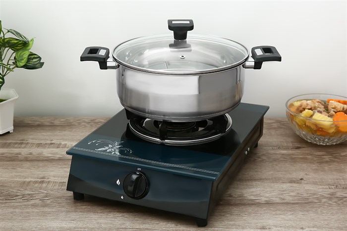 Nồi lẩu inox 3 đáy nắp kính 26 cm Smartcook SM-3791