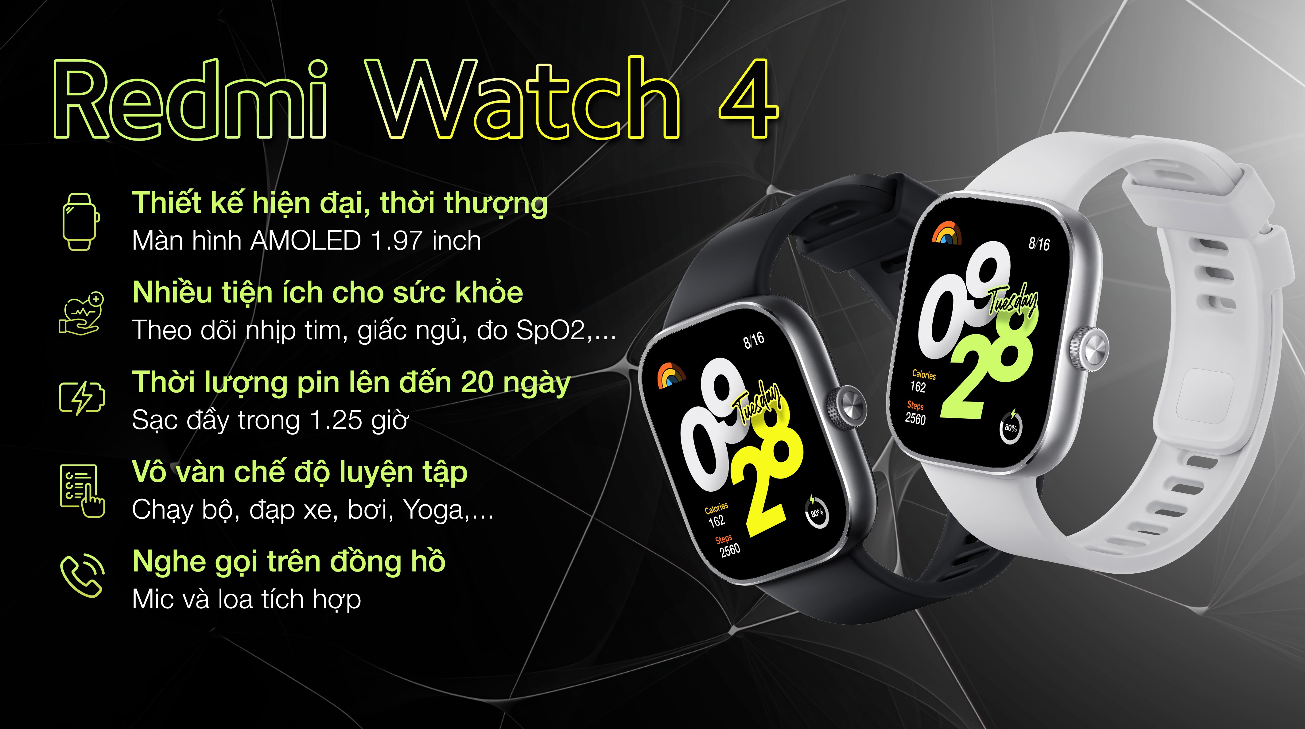 Xiaomi Redmi Watch 4 47.5mm mang lại những tính năng tiện lợi