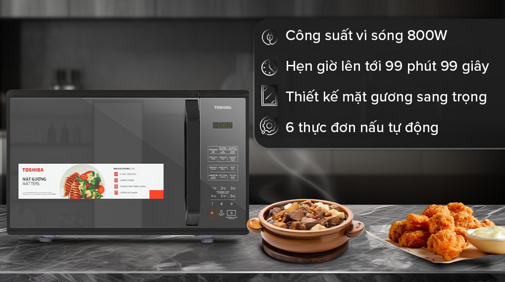 Lò vi sóng Toshiba MM-EM25PE(BM) 25 lít hoạt động ổn định với công suất 800W