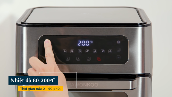 Điều chỉnh nhiệt độ và thời gian dễ dàng trên lò chiên Hawonkoo