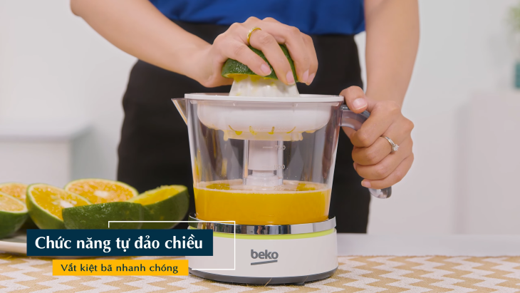 Cơ chế tự động đảo chiều giúp vắt kiệt nước quả cam hiệu quả