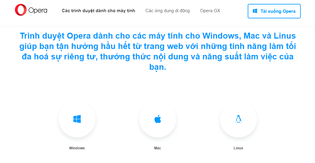 Tải xuống file cài đặt của Opera Mini