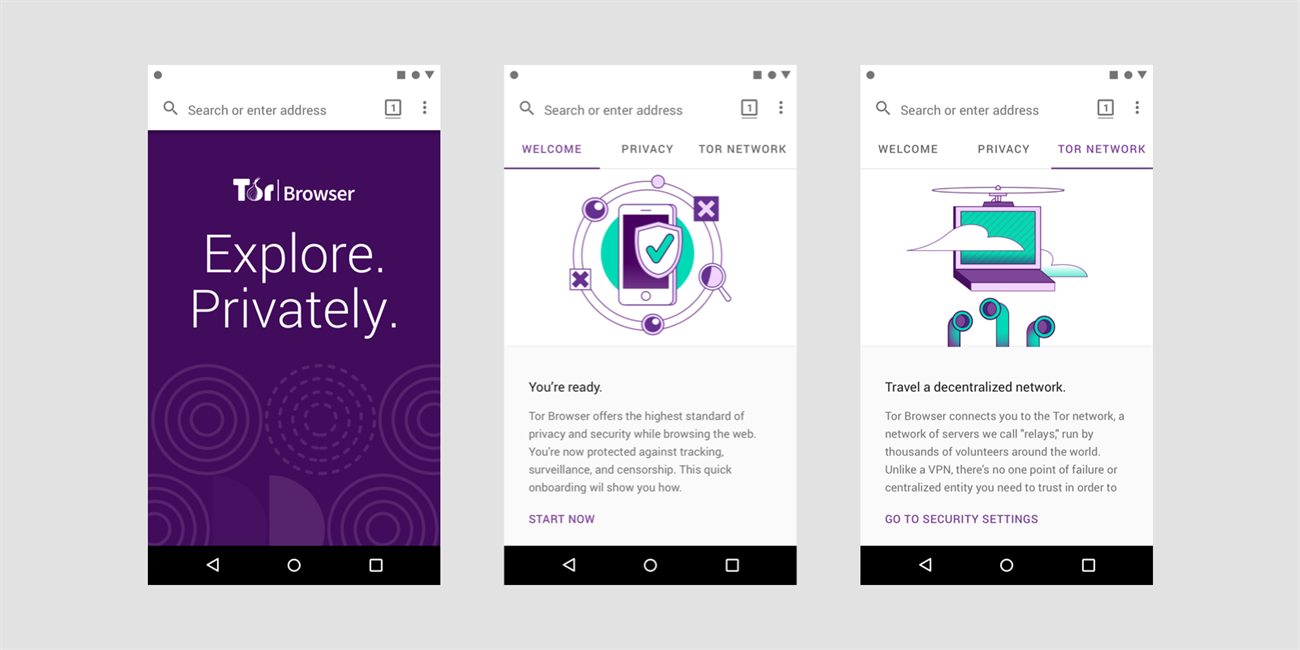 Giao diện của Tor trên điện thoại Android