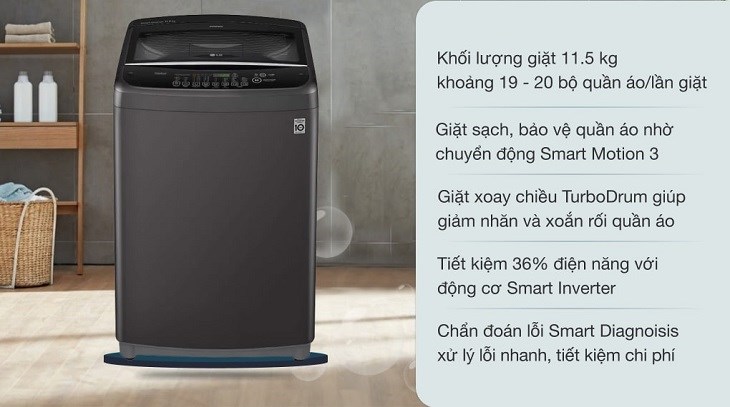 Máy giặt LG TurboDrum Inverter 11.5 kg T2351VSAB bán tại Điện máy XANH là sản phẩm được phân phối chính hãng, đáp ứng các điều kiện bảo hành từ thương hiệu LG