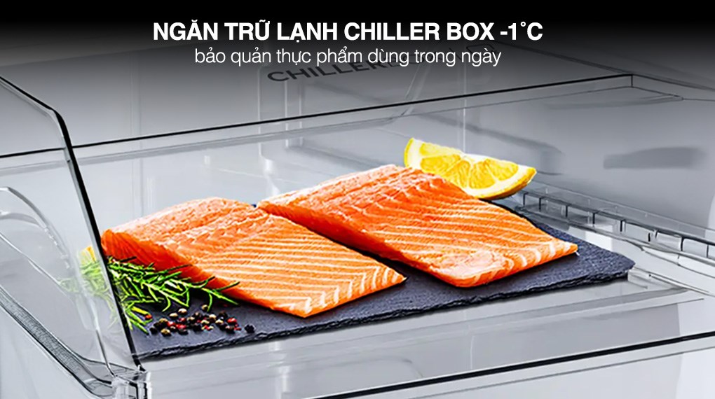 Tủ lạnh Aqua Inverter 358 lít AQR-T410FA(WGB) được trạng bị ngăn trữ lạnh Chiller Box -1°C giúp bảo quản thực phẩm tươi sống, ướp lạnh thức uống nhanh chóng