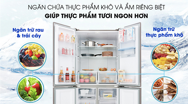 Tiện lợi lưu trữ thực phẩm với 2 ngăn khô và ẩm riêng biệt
