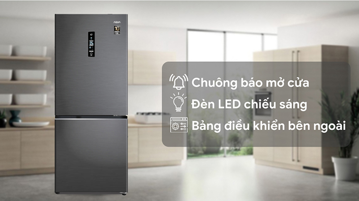 Tủ lạnh Aqua có chuông cảnh báo khi cửa tủ mở, tránh thất thoát nhiệt ra ngoài
