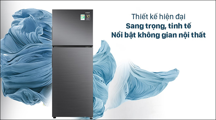 Tủ lạnh Aqua có thiết kế với gam màu xám đen sang trọng, tinh tế