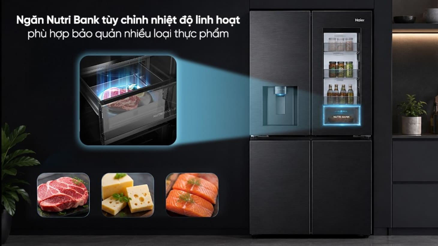 Ngăn đông từ trường Nutri Bank trên tủ lạnh Haier