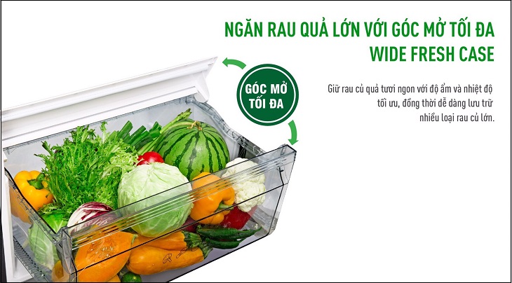 Ngăn rau củ Wide Fresh Case của Tủ lạnh Panasonic Inverter 366 lít NR-TL381VGMV