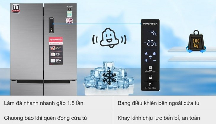 Tủ lạnh Sharp Inverter 401 lít SJ-FXP480V-SL trang bị nhiều tiện ích mang lại sự trải nghiệm tốt cho người dùng