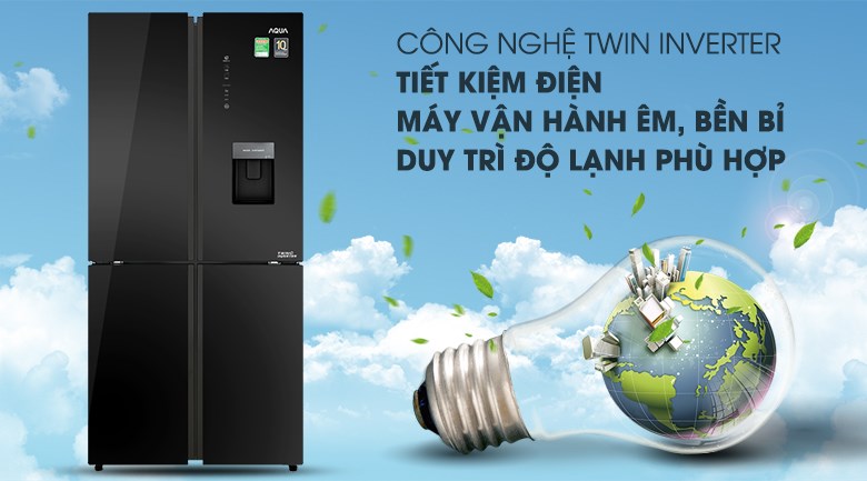 Tủ lạnh Aqua Inverter 456 lít AQR-IGW525EM GB có khả năng tiết kiệm điện đến 30% - 50%
