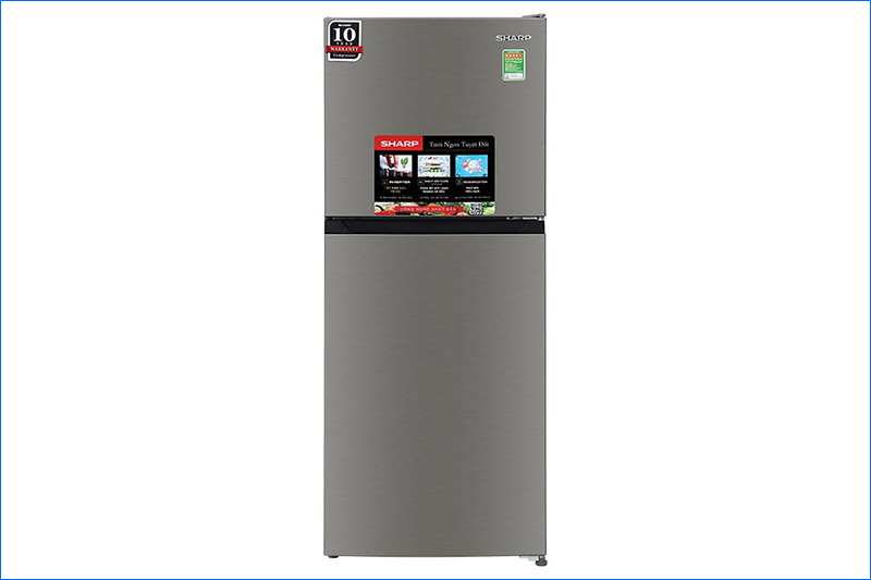 Tủ lạnh Sharp 181L, thiết kế 2 cửa bền đẹp, màu xám ít bám bẩn, phù hợp gia đình 2–3 người