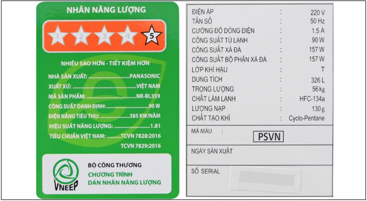 Xem công suất hoạt động của tủ để tính được lượng điện năng tiêu thụ