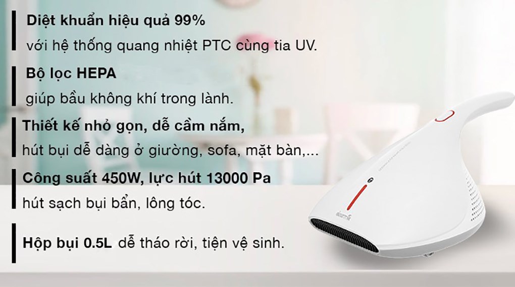 Máy hút bụi đệm giường Deerma CM800 sử dụng công nghệ lốc xoáy Pro Cyclone, Rocket Vacuum mang lại hiệu quả hút và nén bụi cao giúp tăng tốc độ hút