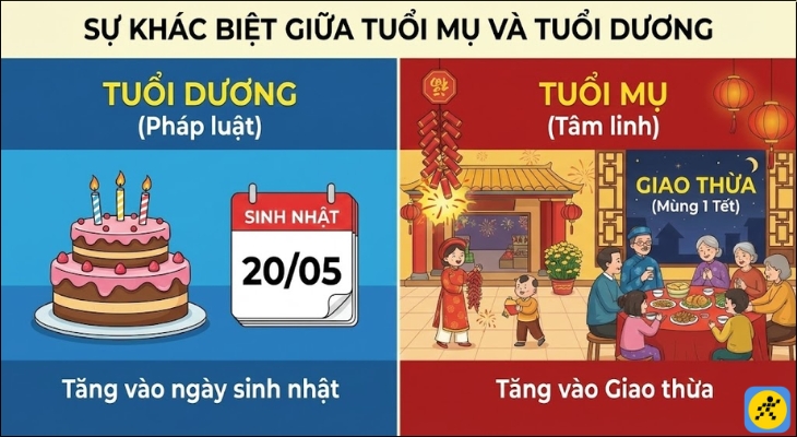 Sự khác biệt giữa Tuổi mụ và Tuổi dương