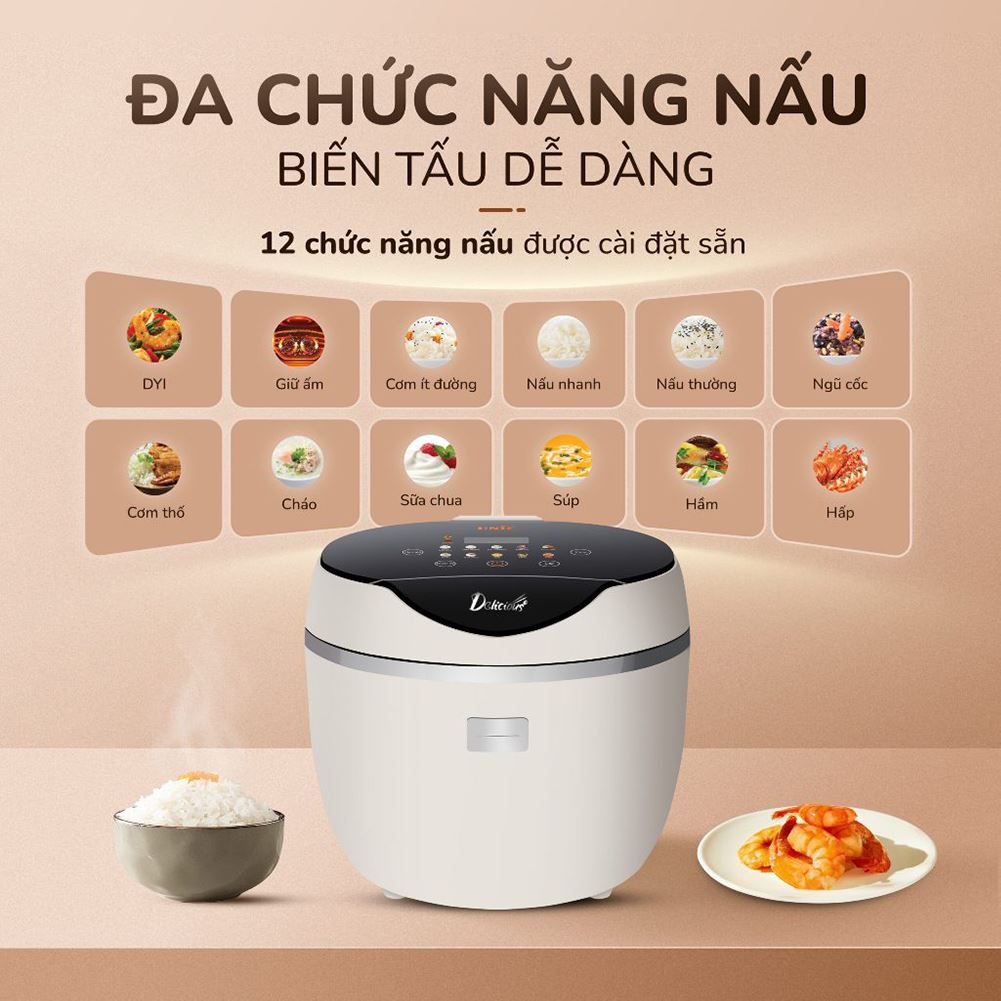 Nồi cơm điện tử Unie 1.2 lít URC612 tích hợp đa dạng chế độ nấu