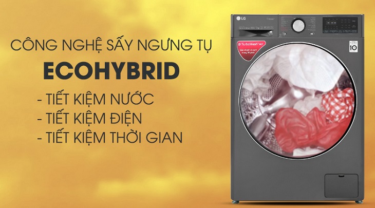 Máy giặt sấy LG Inverter 10.5 kg FV1450H2B được trang bị công nghệ sấy khô quần áo