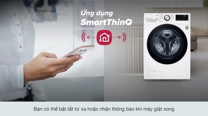Máy giặt sấy LG Inverter 15 Kg F2515RTGW có thể điều khiển từ xa với ứng dụng SmartThinQ