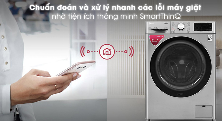 Máy giặt sấy LG Inverter 9 kg FV1409G4V có khả năng chẩn đoán và phát hiện lỗi thông minh