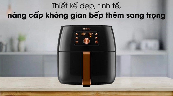 Nồi chiên không dầu Philips sở hữu thiết kế hiện đại, chắc chắn, mang lại vẻ đẹp tinh tế