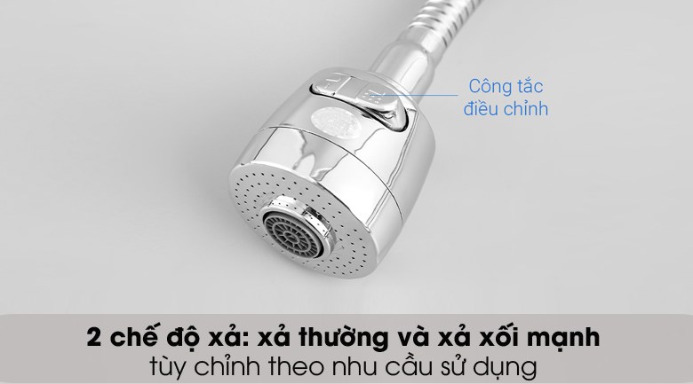 Vòi rửa chén xoay 360 tăng áp đồng Eurolife EL-RC01 được trang bị 2 chế độ xả: chế độ xả thường và xả xối mạnh hỗ trợ người dùng linh hoạt chuyển đổi tùy theo nhu cầu sử dụng của mình