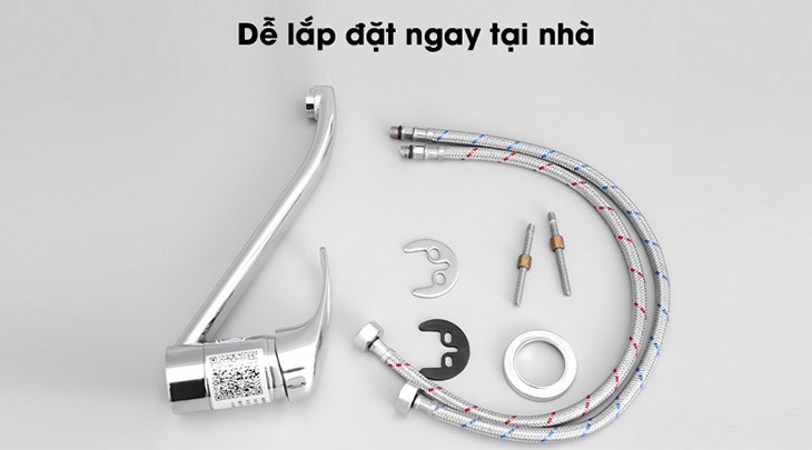 Vòi rửa chén nóng lạnh tăng áp đồng Malloca K120N đi kèm phụ kiện gồm 2 dây cắt và ti móng ngựa tháo lắp đơn giản