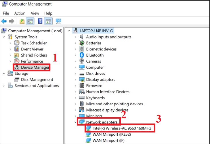 Chọn Device Manager > Chọn Network Adapter.