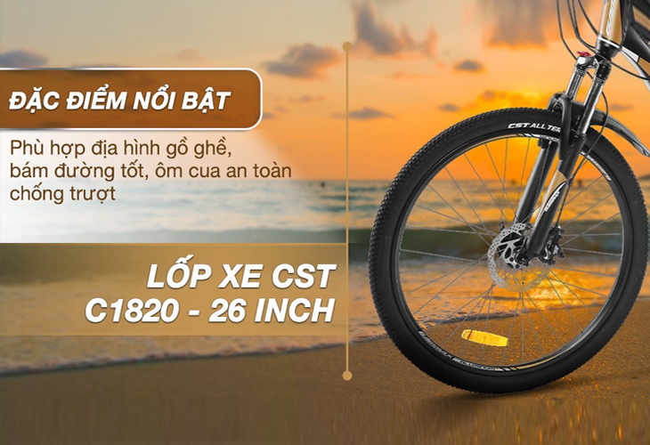 Xe đạp Gammax LEIMING-6.0-27S-HD 26 inch sử dụng lốp xe có gai chống trượt