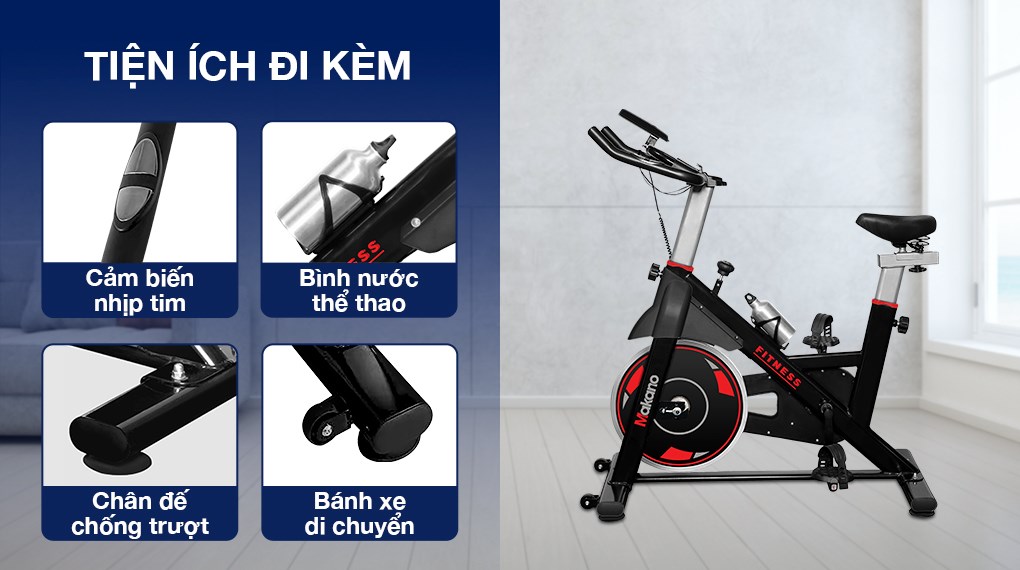Xe đạp tập thể dục Makano MKXD-00002 được trang bị cảm biến nhịp tim giúp người dùng kiểm soát hiệu quả trong quá trình tập luyện