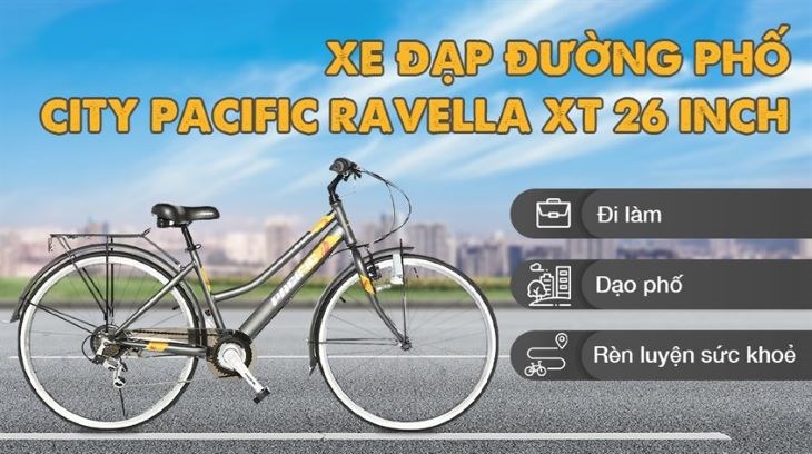 Luyện tập với xe đạp đường phố City Pacific Ravella XT 26 inch giúp người đạp nâng cao sức khỏe tim mạch