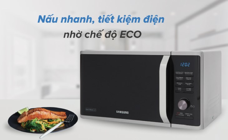 Lò vi sóng có nướng Samsung MG23K3575AS/SV-N 23 lít được trang bị chế độ ECO, giúp tiết kiệm điện