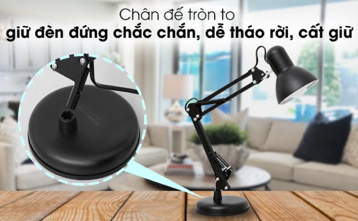 Đèn bàn học Sunhouse SHE-13LED-A6 có thiết kế thanh mảnh, chân đế đèn bền chắc, sử dụng được dài lâu