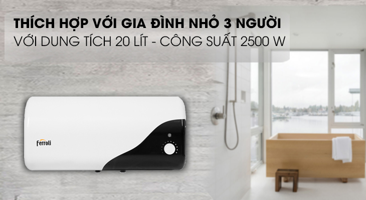 Máy nước nóng gián tiếp Ferroli 20 lít 2500W MIDO-DE